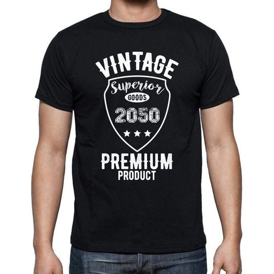 2050 Vintage Superior Black Mens Short Sleeve Round Neck T-Shirt 00102 - Black / S - Casual