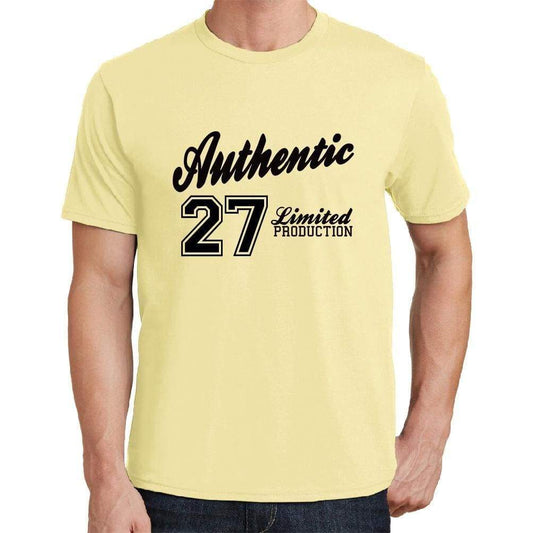 27 Authentic Yellow Mens Short Sleeve Round Neck T-Shirt - Yellow / S - Casual