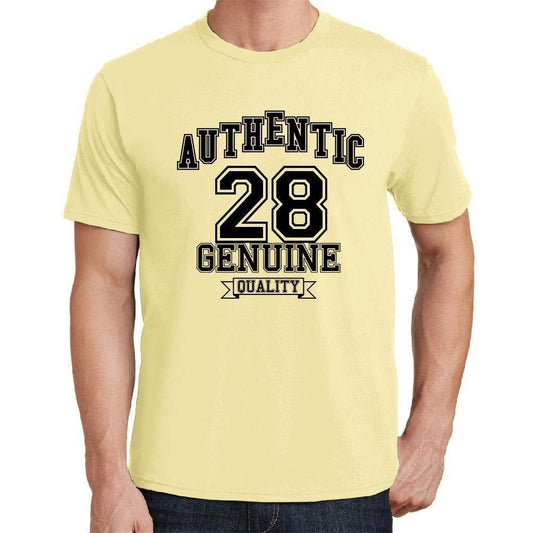 28 Authentic Genuine Yellow Mens Short Sleeve Round Neck T-Shirt 00119 - Yellow / S - Casual