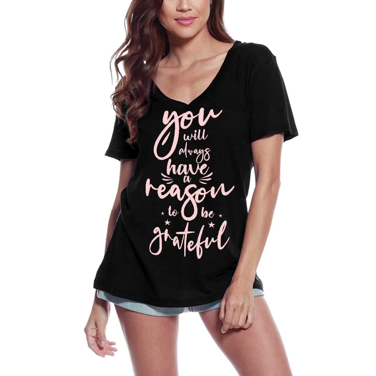 ULTRABASIC Women's T-Shirt Quote Reason To Be Grateful - Thanksgiving Day