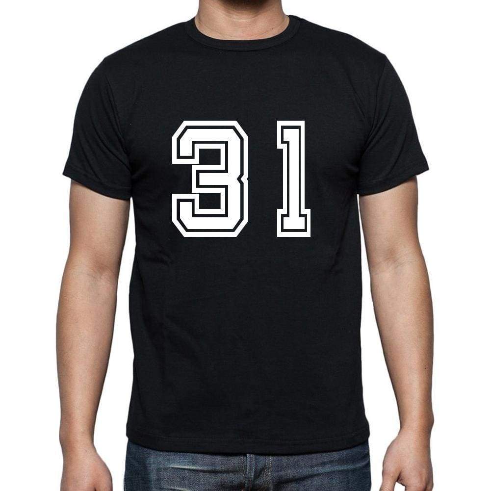 31 Numbers Black Mens Short Sleeve Round Neck T-Shirt 00116 - Casual