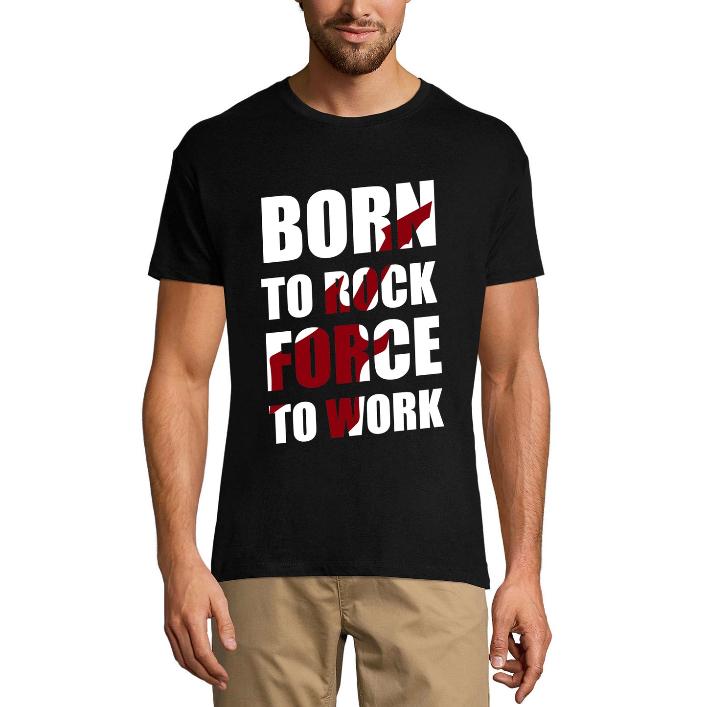 ULTRABASIC Men's T-Shirt Born to Rock Force to Work - Music Shirt for Musician