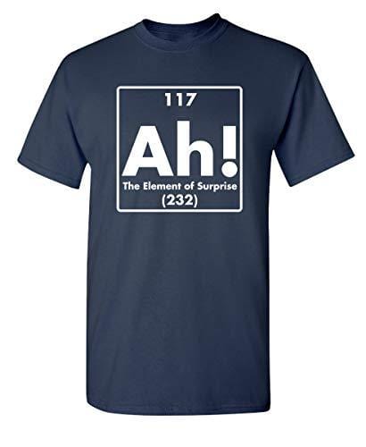 Men's T-shirt Ah! The Element of Surprise Graphic Sarcastic Funny Tshirt Navy