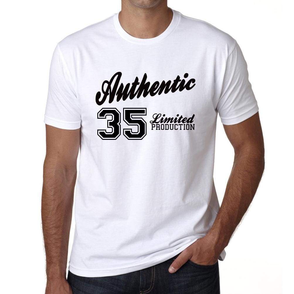 35 Authentic White Mens Short Sleeve Round Neck T-Shirt 00123 - White / L - Casual