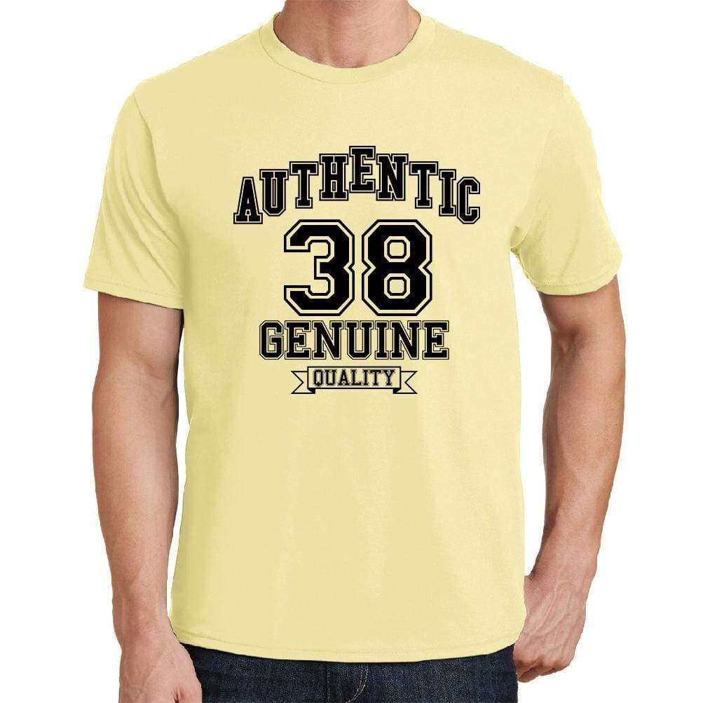 38 Authentic Genuine Yellow Mens Short Sleeve Round Neck T-Shirt 00119 - Yellow / S - Casual