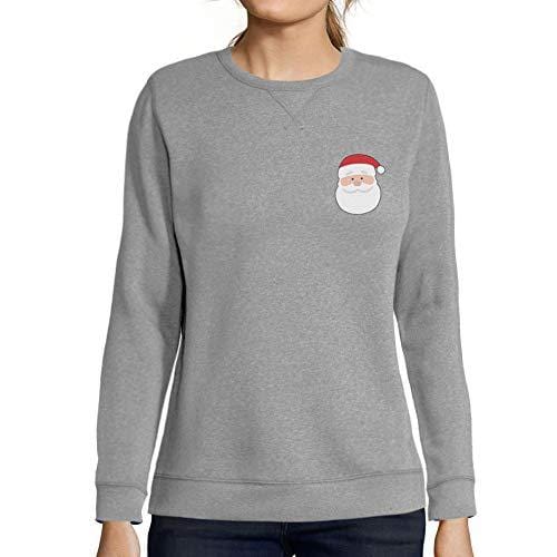 Ultrabasic - Femme Imprimé Graphique Sweat-Shirt Little Santa Cool Christmas Gris Souris