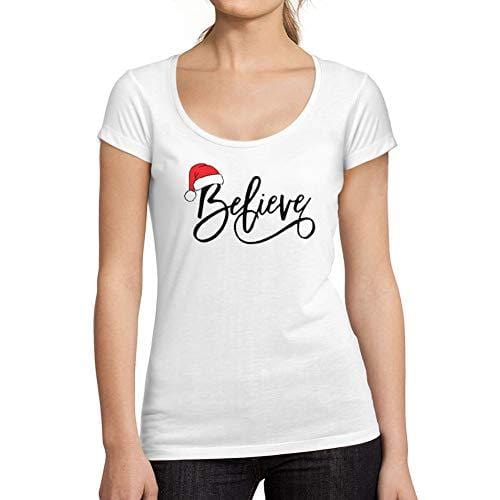 Ultrabasic - Femme Graphique Christmas Believe Hat T-Shirt Noël Xmas Cadeau Idées Tee