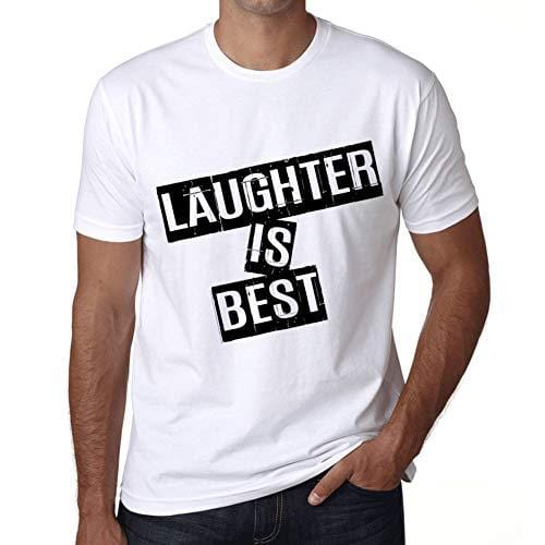 Ultrabasic - Homme T-Shirt Graphique Laughter is Best T-Shirt Cadeau Lettre d'impression Blanc