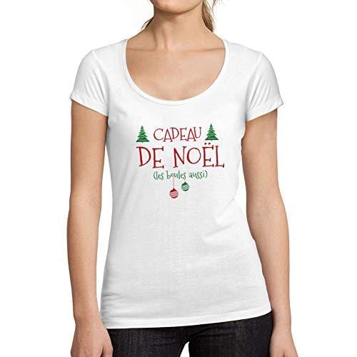 Ultrabasic - Graphique Tee-Shirt Femme col Rond Décolleté Cadeau De Noël Imprimé Tee-Shirt Blanco