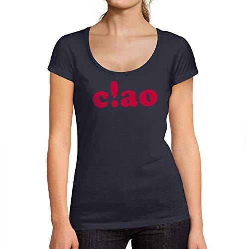 Ultrabasic - Tee-Shirt Femme col Rond Décolleté Ciao French Marine