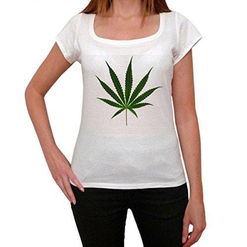 Cannabis Green Design T-Shirt Femme,Blanc, t Shirt Femme