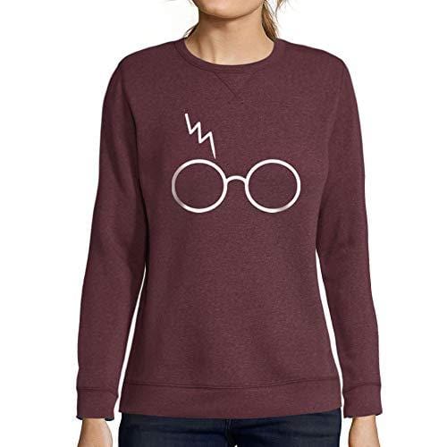 Ultrabasic - Femme Graphique Lunettes Cicatrice Éclair Sweatshirt Cadeau Idées Tee Bordeaux