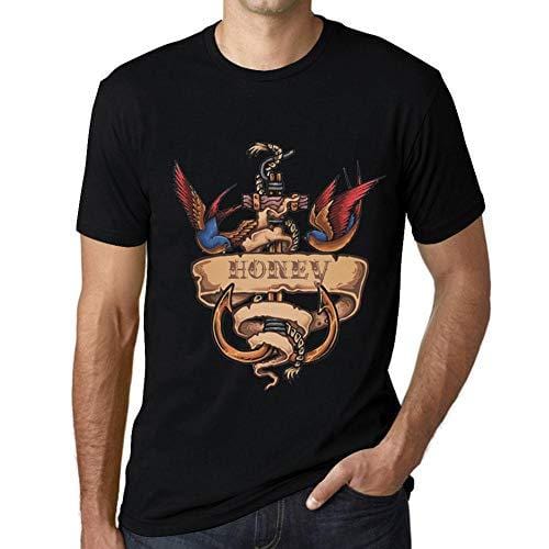Ultrabasic - Homme T-Shirt Graphique Anchor Tattoo Honey Noir Profond