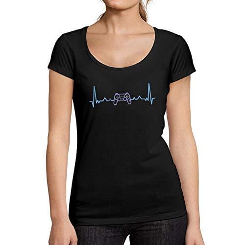 Ultrabasic - Tee-Shirt Femme Gaming Geek Battement de Coeur T-Shirt Esports Cadeau Imprimé Tée-Shirt Noir Profond