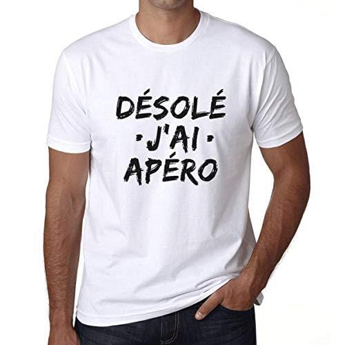 Homme T-Shirt Graphique Imprimé Vintage Tee Désolé J'Ai apéro Blanc