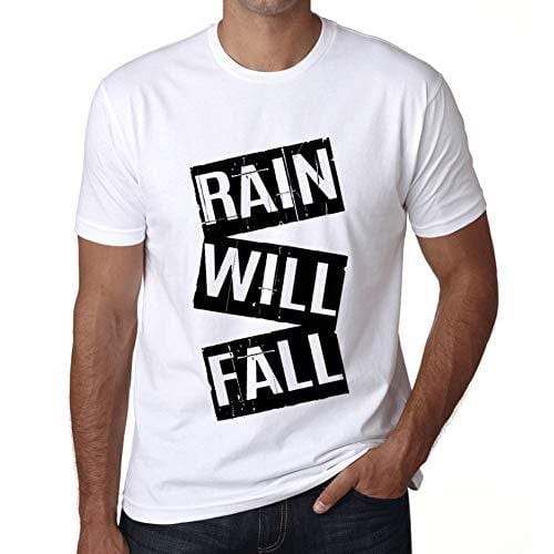 Ultrabasic - Homme T-Shirt Graphique Rain Will Fall T-Shirt Cadeau Lettre d'impression Blanc