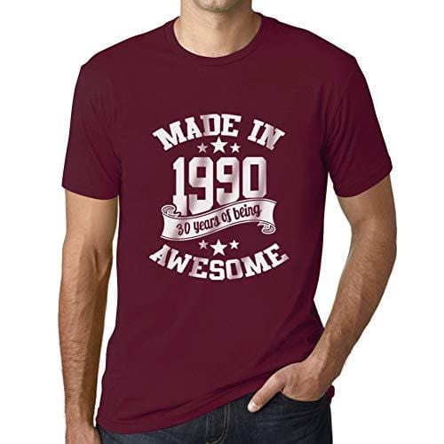 Ultrabasic - Homme T-Shirt Graphique Made in 1990 Idée Cadeau T-Shirt pour Le 30e Anniversaire Bordeaux