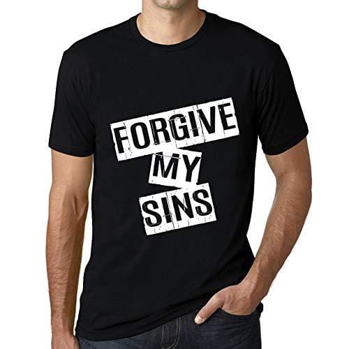 Ultrabasic - Homme T-Shirt Graphique Forgive My Sins T-Shirt Cadeau Lettre d'impression Noir Profond