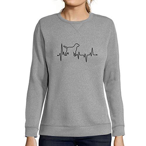 Ultrabasic - Femme Graphique Dog Lover Heartbeat Sweatshirt Action de Grâces Xmas Cadeau Idées Tee Gris Chiné Gris Chiné