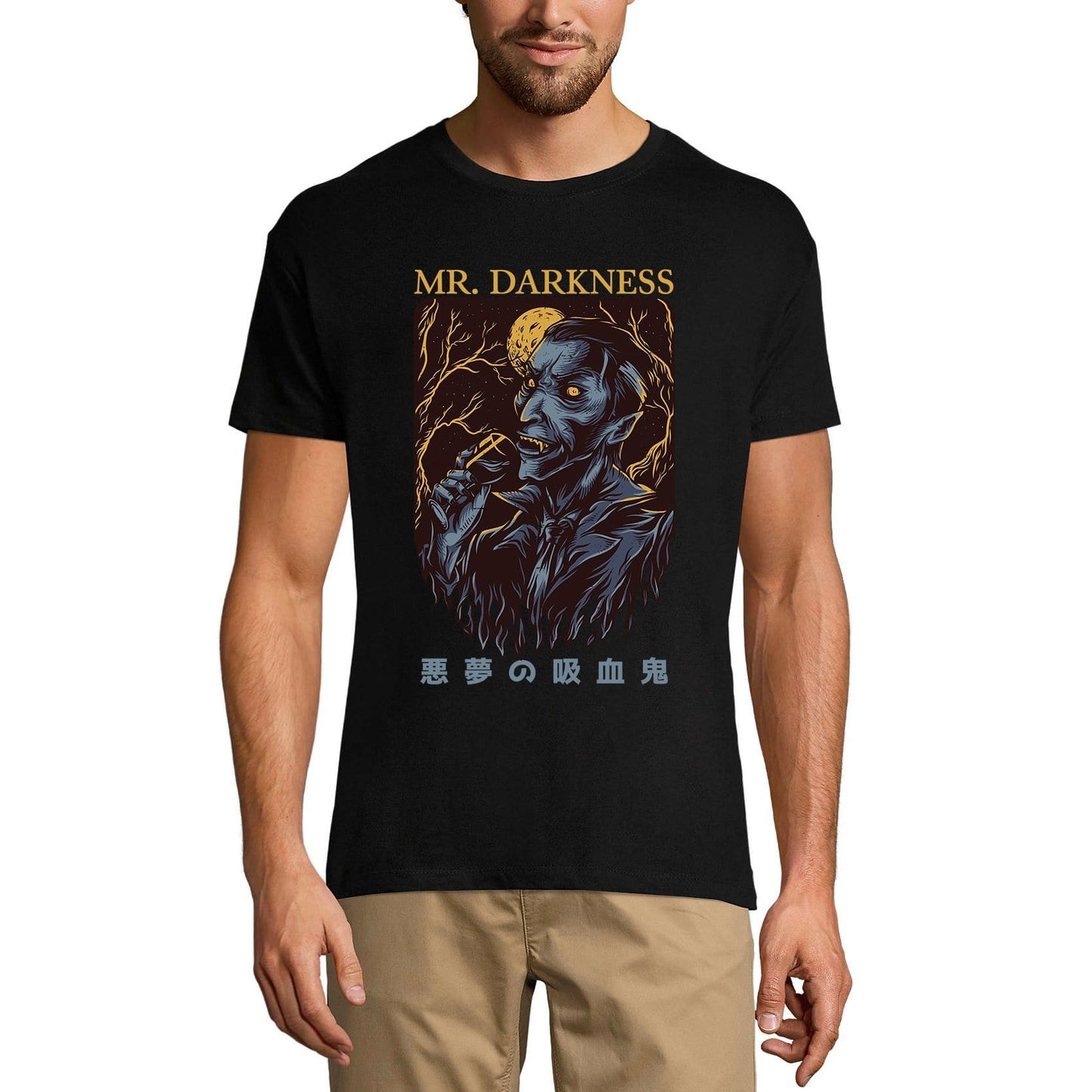 ULTRABASIC Men's Novelty T-Shirt Mr. Darkness - Scary Short Sleeve Tee Shirt