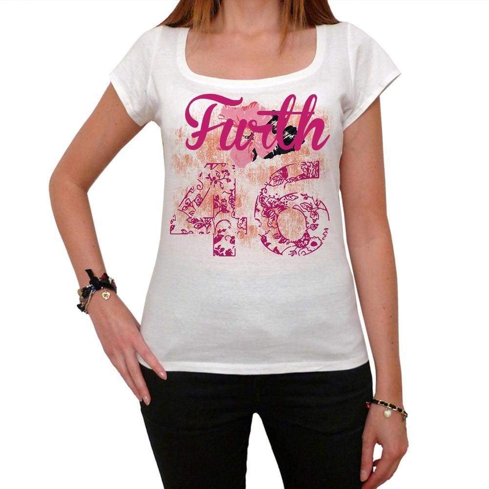 46 Furth City With Number Womens Short Sleeve Round White T-Shirt 00008 - White / Xs - Casual