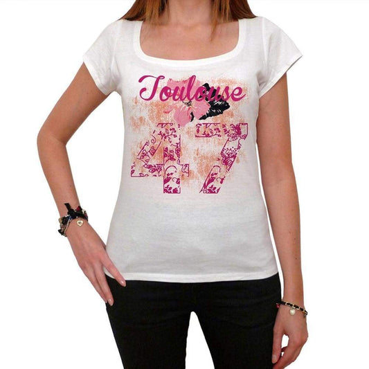 47 Toulouse City With Number Womens Short Sleeve Round White T-Shirt 00008 - White / Xs - Casual