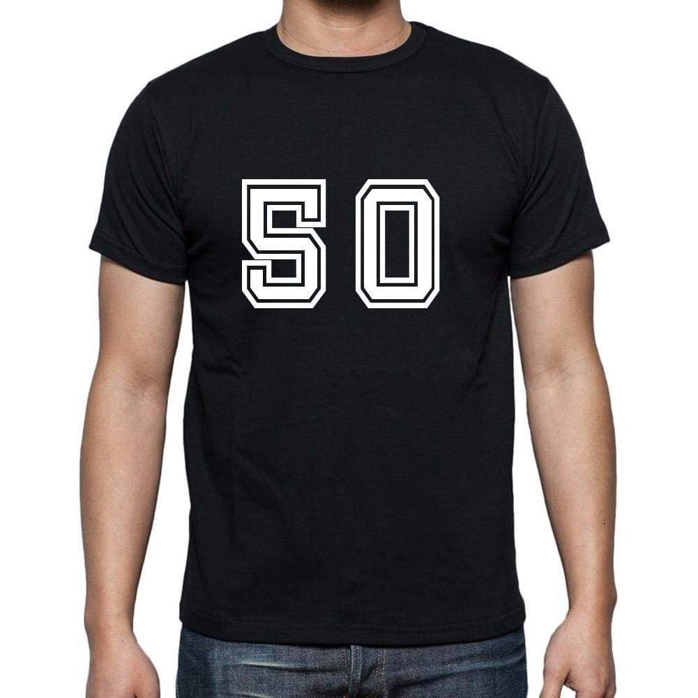 50 Numbers Black Mens Short Sleeve Round Neck T-Shirt 00116 - Casual