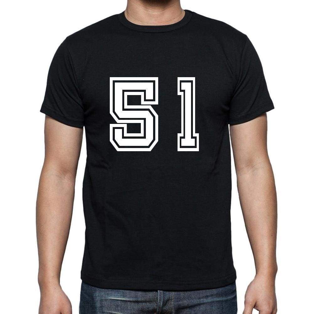 51 Numbers Black Mens Short Sleeve Round Neck T-Shirt 00116 - Casual