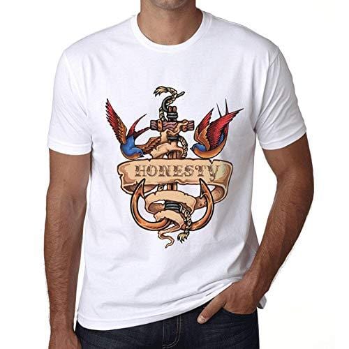 Ultrabasic - Homme T-Shirt Graphique Anchor Tattoo Honesty Blanc