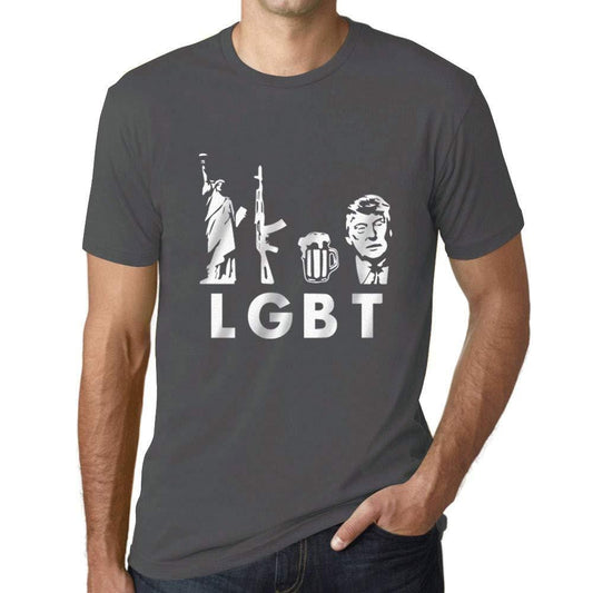 Ultrabasic Homme T-Shirt Graphique LGBT Liberty Guns Beer Gris Souris