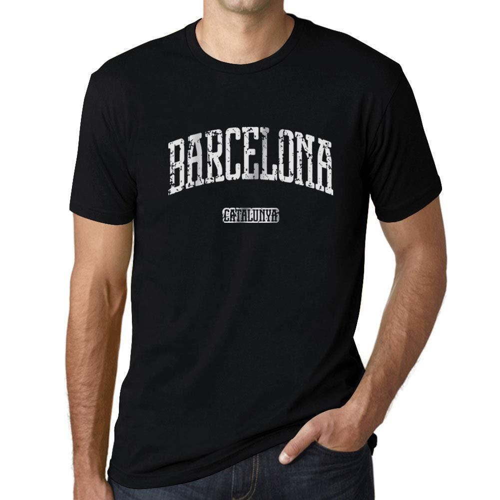 Ultrabasic - Homme T-Shirt Graphique Barcelona Catalunya Lettres Imprimées Noir Profond