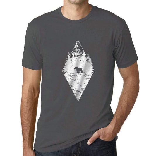 Ultrabasic - Homme T-Shirt Graphique Ours de la Forêt Gris Souris