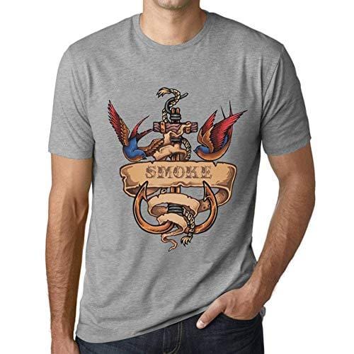 Ultrabasic - Homme T-Shirt Graphique Anchor Tattoo Smoke Gris Chiné