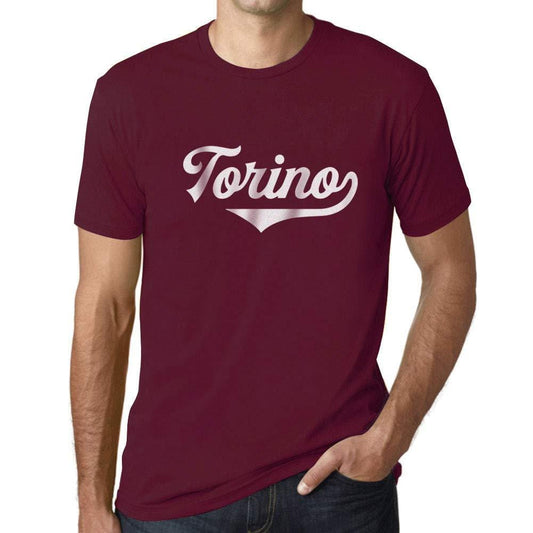 Ultrabasic - Homme Graphique Torino T-Shirt Imprimé Lettres Bordeaux