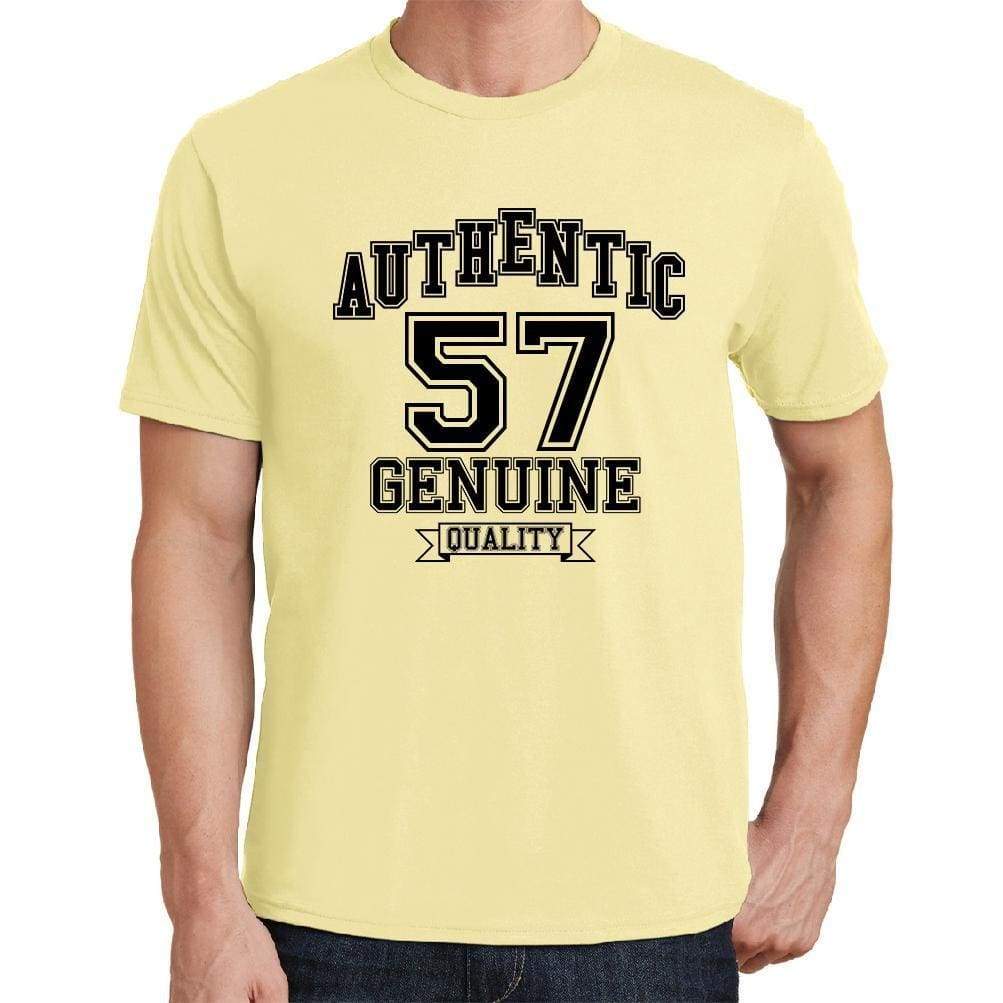 57 Authentic Genuine Yellow Mens Short Sleeve Round Neck T-Shirt 00119 - Yellow / S - Casual