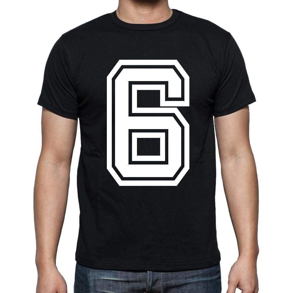 6 Numbers Black Mens Short Sleeve Round Neck T-Shirt 00116 - Casual