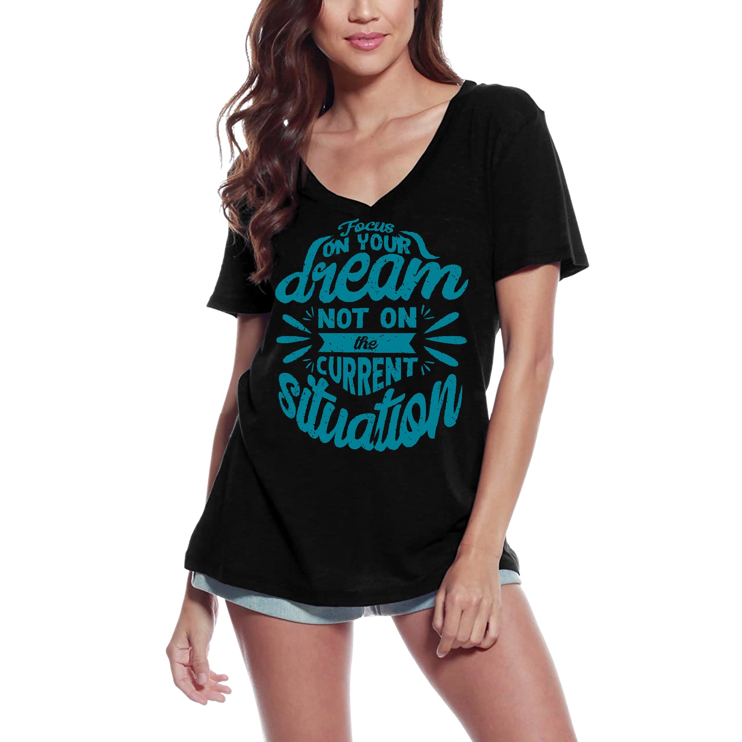 ULTRABASIC Women's T-Shirt Focus on Your Dream - Motivational Inspirational Shirt