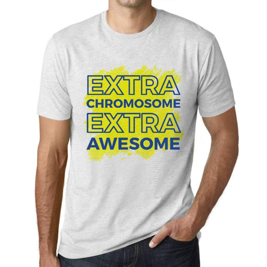 Homme T-Shirt Graphique Down Syndrome Extra Chromosome Extra Awesome Blanc Chiné