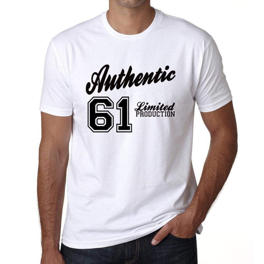 61 Authentic White Mens Short Sleeve Round Neck T-Shirt 00123 - White / L - Casual