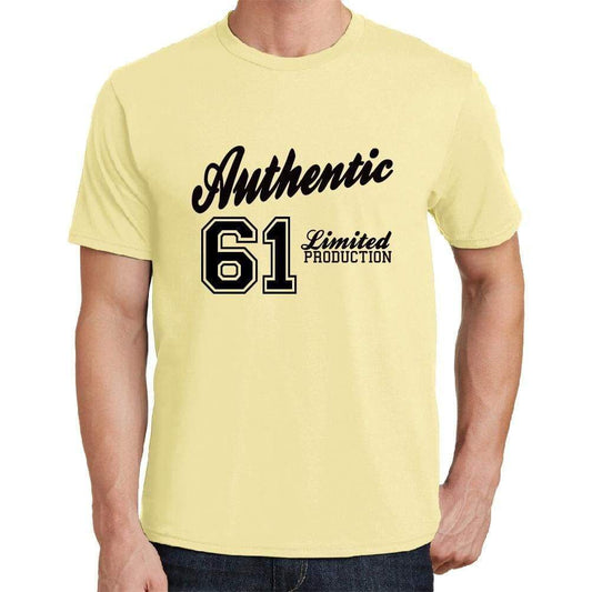 61 Authentic Yellow Mens Short Sleeve Round Neck T-Shirt - Yellow / S - Casual