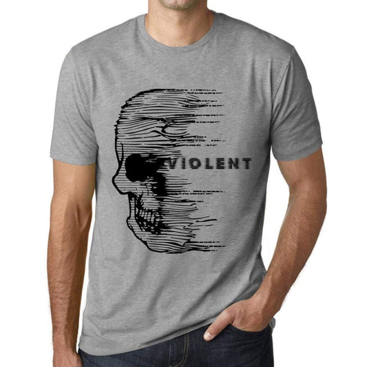 Homme T-Shirt Graphique Imprimé Vintage Tee Anxiety Skull Violent Gris Chiné