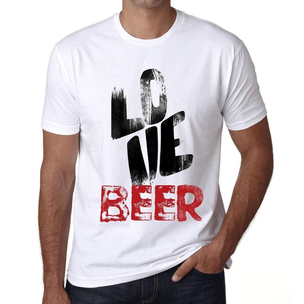Ultrabasic - Homme T-Shirt Graphique Love Beer Blanc