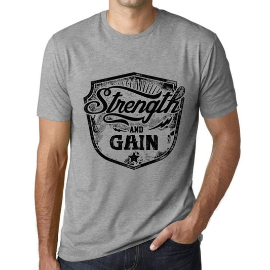 Homme T-Shirt Graphique Imprimé Vintage Tee Strength and Gain Gris Chiné