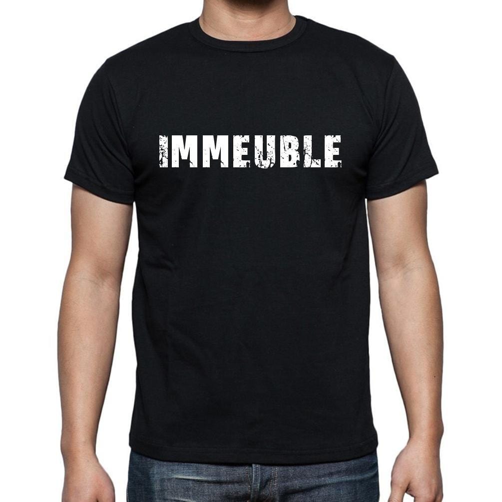 immeuble, t-Shirt pour Homme, en Coton, col Rond, Noir