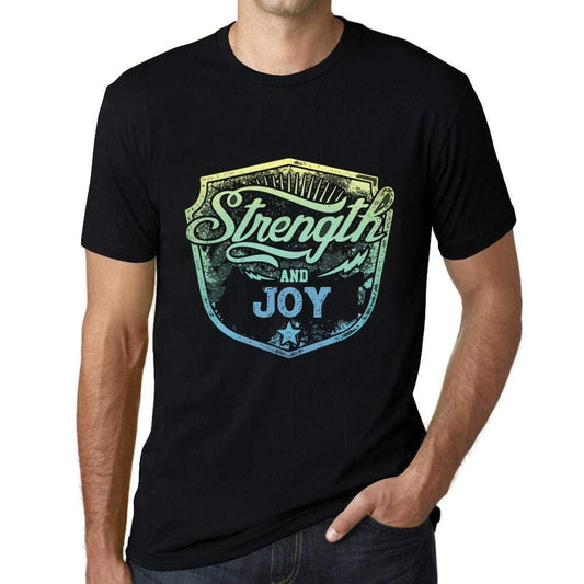 Homme T-Shirt Graphique Imprimé Vintage Tee Strength and Joy Noir Profond