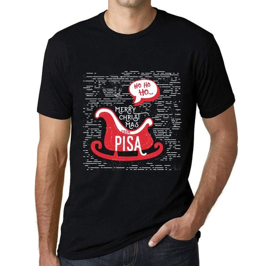 Ultrabasic Homme T-Shirt Graphique Merry Christmas from Pisa Noir Profond