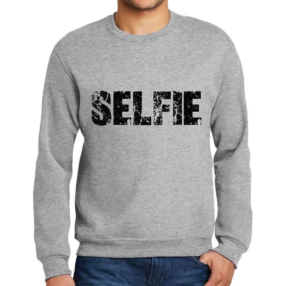 Ultrabasic Homme Imprimé Graphique Sweat-Shirt Popular Words Selfie Gris Chiné