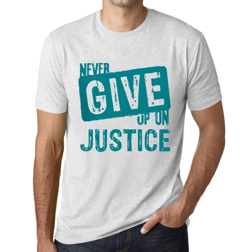 Ultrabasic Homme T-Shirt Graphique Never Give Up on Justice Blanc Chiné