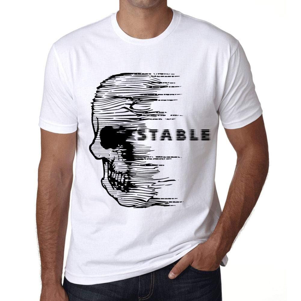 Homme T-Shirt Graphique Imprimé Vintage Tee Anxiety Skull Stable Blanc