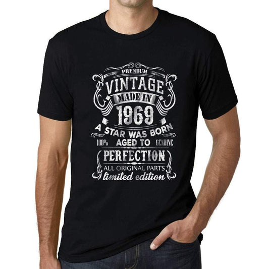 Ultrabasic - Homme Graphique Premium Vintage Made in 1969 Imprimé T-Shirt Noir Profond
